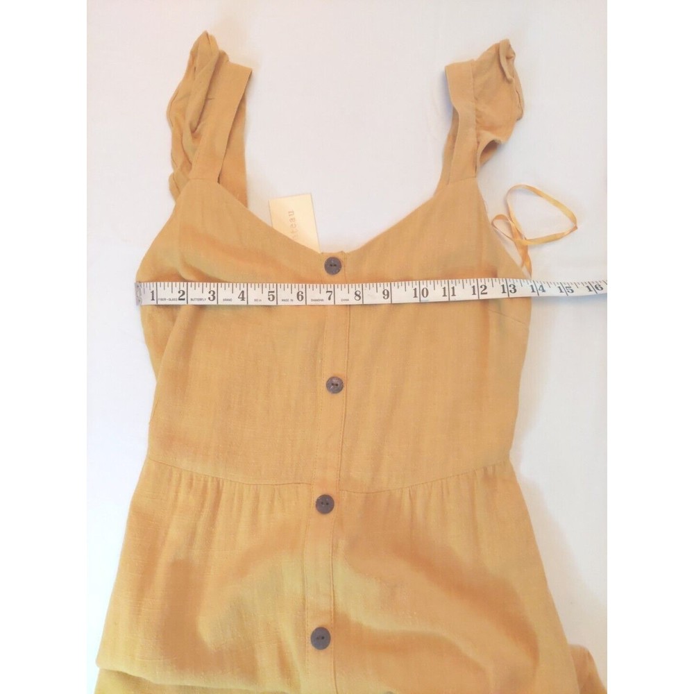 Monteau Linen Blend Midi Dress Ruffled Hem And Sleeves XS NWT - Picture 7 of 10